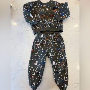 Zara kids Boys Christmas Trees Snowmen Sweatshirt set 2 3 years Green Santa